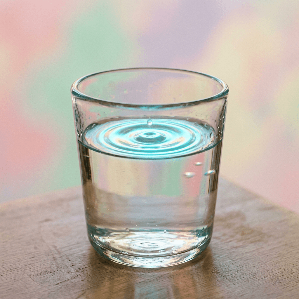 Clear glass of water with a ripple on the surface